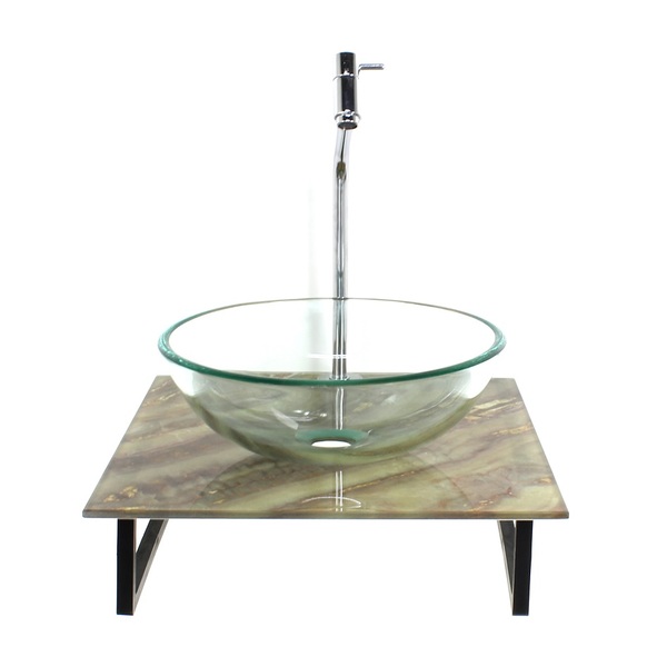 Kit Cuba De Vidro Redonda 10mm Incolor Com Tampo De Vidro 40c