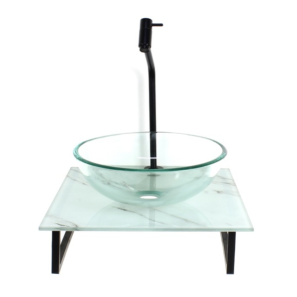 Kit Cuba De Vidro Redonda 10mm Incolor Com Tampo De Vidro 40c