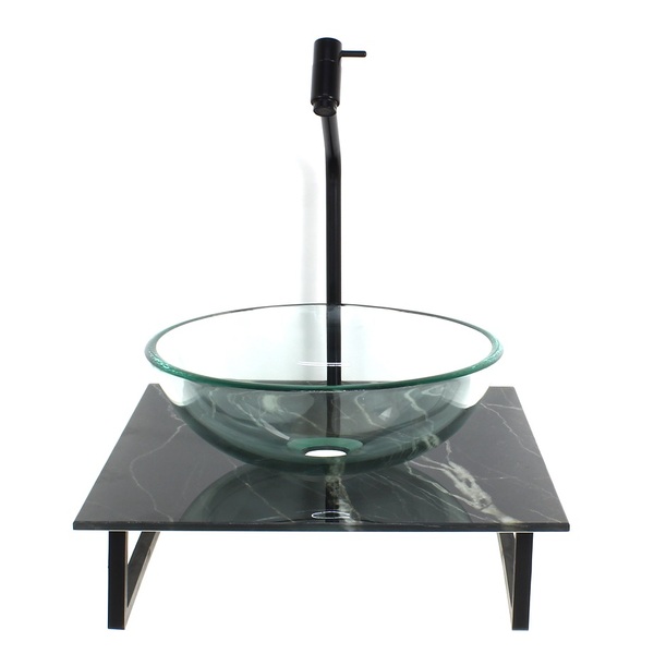 Kit Cuba De Vidro Redonda 10mm Incolor Com Tampo De Vidro 40c