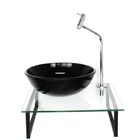 Kit Cuba De Vidro Redonda 10mm Preta Com Tampo 40cm Incolor E