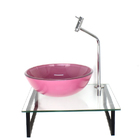 Kit Cuba De Vidro Redonda 10mm Rosa Tampo 40cm Incolor Com Su