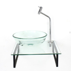 Kit Cuba De Vidro Redonda 10mm Tampo 40cm Incolor Com Suporte