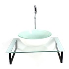 Kit Cuba De Vidro Redonda 10mm Tampo 50cm Branco Com Suporte