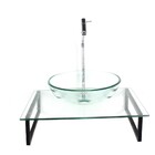 Kit Cuba De Vidro Redonda 10mm Tampo 50cm Incolor Com Suporte