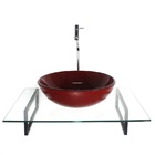 Kit Cuba De Vidro Redonda Vermelho Cereja Com Tampo 60cm Inco