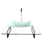 Kit Cuba De Vidro Retangular Branca Com Tampo 60cm Incolor E