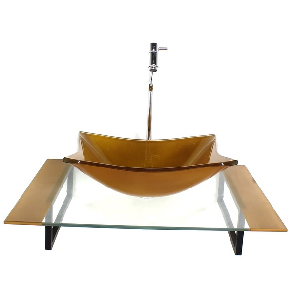 Kit Cuba De Vidro Retangular Com Tampo 60cm Dourado Real E Su