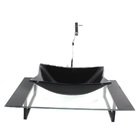 Kit Cuba De Vidro Retangular Com Tampo 60cm Preto E Suporte T