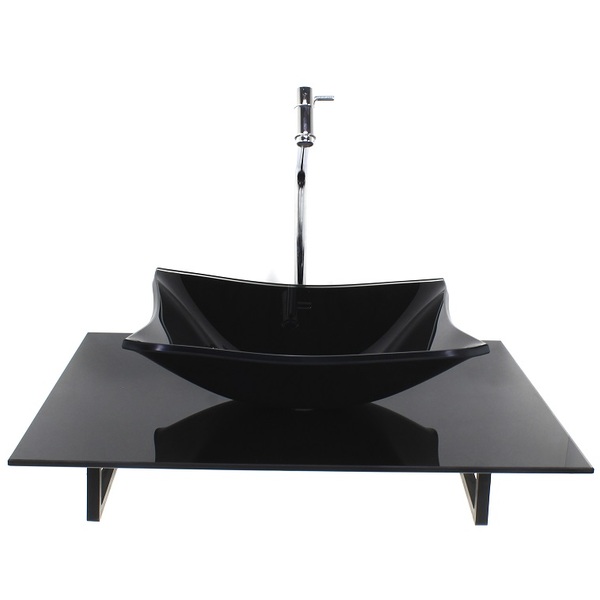 Kit Cuba De Vidro Retangular Com Tampo 60cm Preto Full E Supo