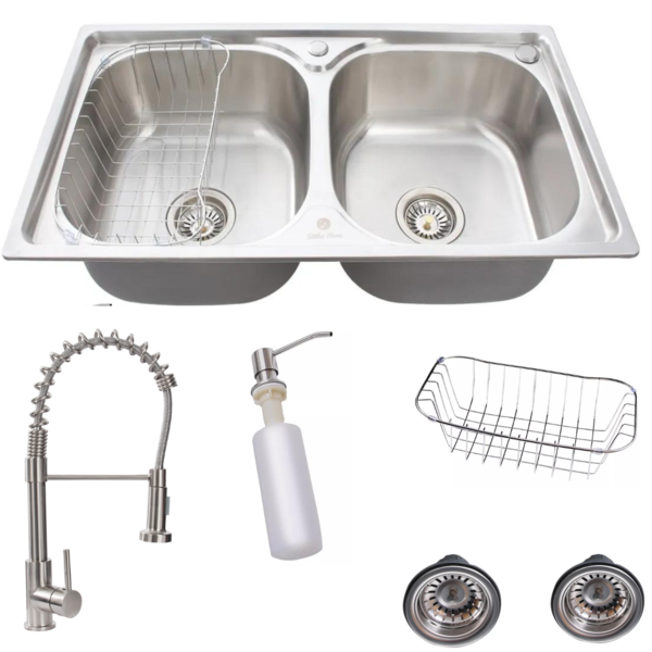 Kit Cuba Dupla 78x43 Inox 304 Gourmet Torneira Monocomando