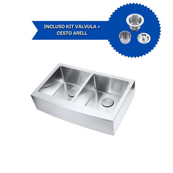 Kit Cuba Dupla Sa202 + Válvula Com Cesto Aço Inox