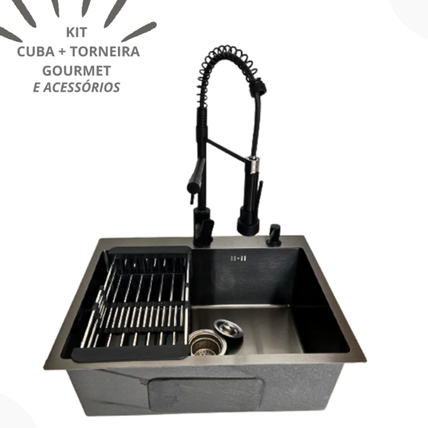 Kit Cuba Gourmet 60x45cm + Torneira Gourmet Monocomando Pia