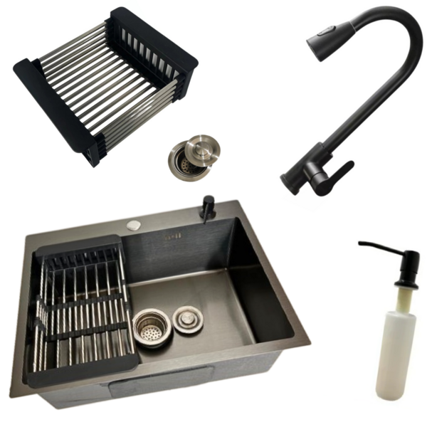 Kit Cuba Gourmet Aço Inox 304 60x45cm + Torneira Gourmet Exte