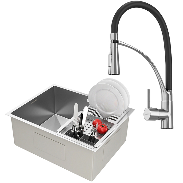 Kit Cuba Gourmet Malibú Aço Inox 304 E Torneira Gourmet Flore