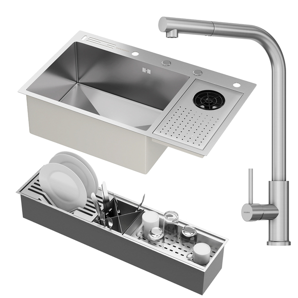 Kit Cuba Gourmet Zurique Aço Inox 304 Calha Oragnizadora Aço