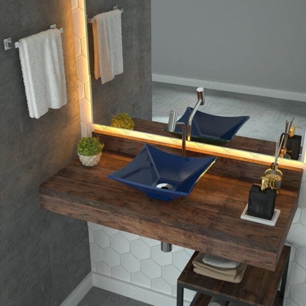 Kit Cuba L30 Com Válvula 1" + Sifão Pvc E Flexível Azul Escuro