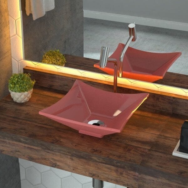 Kit Cuba L30 Torneira Link 1062 Metal 1/4 Volta Compace Rosa