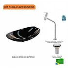 Kit Cuba L45 Com Torneira Link 1062 Metal E Válvula 1" Preto