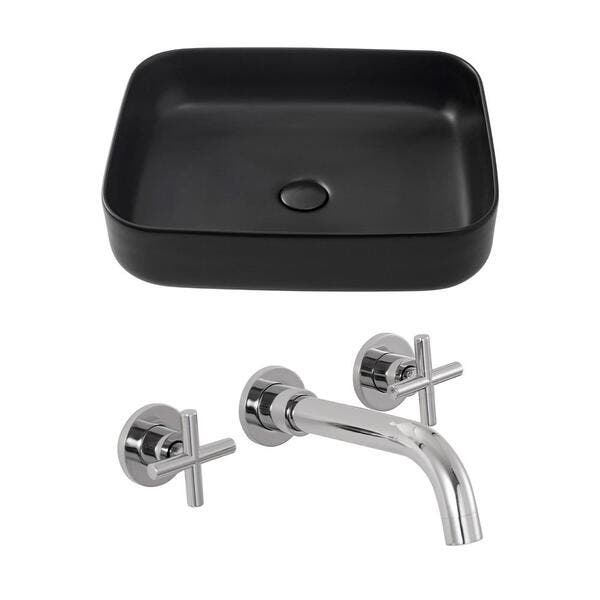 Kit Cuba Para Banheiro Retangular Slim Cerâmica Fluorita E Torneira ...