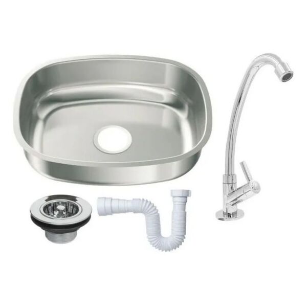 Kit Cuba Pia Aço Inox Gourmet 41x32x11 Cozinha E Acessorios
