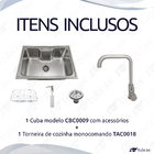 Kit Cuba Pia Cozinha Gourmet Luxo Inox 201 Com Acessórios Tub