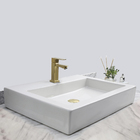 Kit Cuba Pia Louça Cerâmica Banheiro C/ Torn E Vál Dourada 6