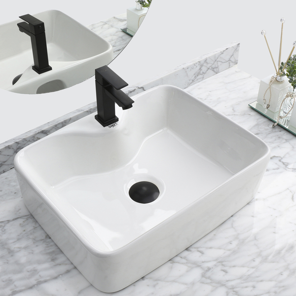 Kit Cuba Pia Louça Cerâmica Banheiro C/ Torn E Vál Preta S11