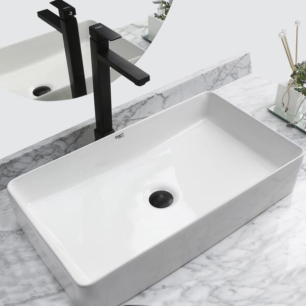 Kit Cuba Pia Louça Cerâmica Banheiro C/ Torn E Vál Preta S23