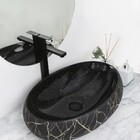 Kit Cuba Pia Louça Cerâmica Banheiro C/ Torn E Vál Preta S31