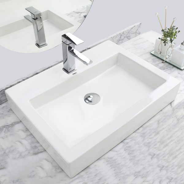 Kit Cuba Pia Louça Cerâmica Banheiro C/ Torn Mono E Válv S06