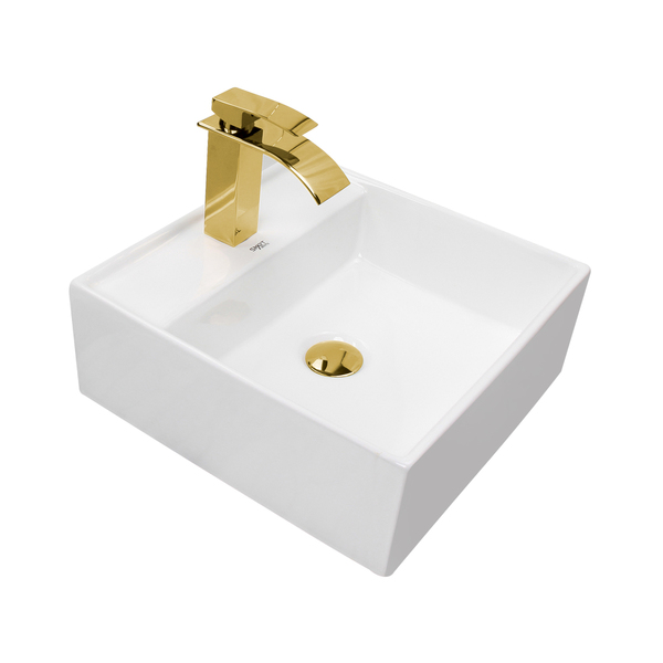 Kit Cuba Pia Louça Cerâmica Banheiro C/torn E Vál Dourada14