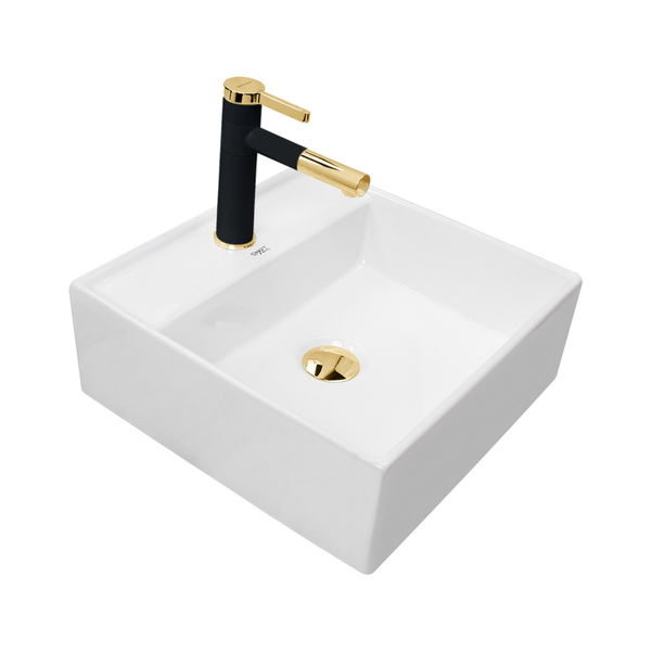 Kit Cuba Pia Louça Cerâmica Banheiro C/torn E Vál Dourada17