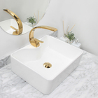 Kit Cuba Pia Louça Cerâmica Banheiro C/torn E Vál Dourada 27