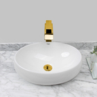 Kit Cuba Pia Louça Cerâmica Banheiro C/torn E Vál Dourada 40