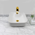 Kit Cuba Pia Louça Cerâmica Banheiro C/torn E Vál Dourada 46