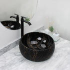 Kit Cuba Pia Louça Cerâmica Banheiro C/torn E Vál Preta 62