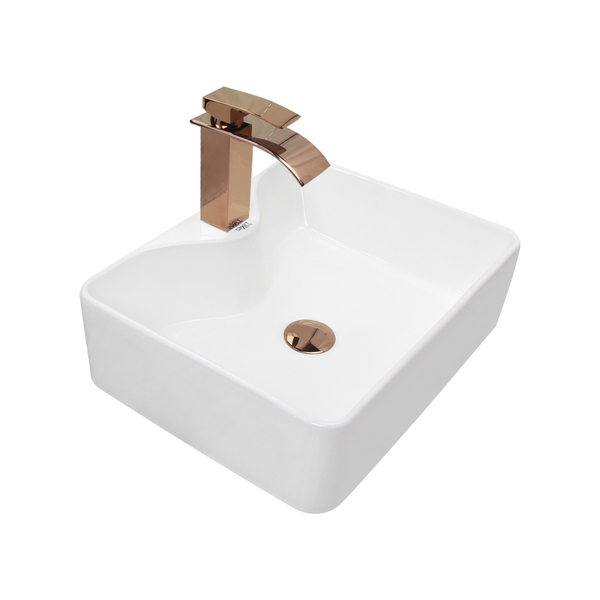 Kit Cuba Pia Louça Cerâmica Banheiro C/torn E Vál Rosê 30