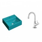 Kit Cuba Q32 Com Torneira 1198 Metal 1/4 Volta Azul Turquesa