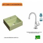 Kit Cuba Q32 Com Torneira 1198 Metal 1/4 Volta Verde Acqua