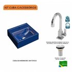 Kit Cuba Q32 Com Torneira Luxo 1195 E Válvula 1 Pol. Azul Esc