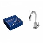 Kit Cuba Q32 Com Torneira Luxo 1195 Metal 1/4 Volta Azul Escu