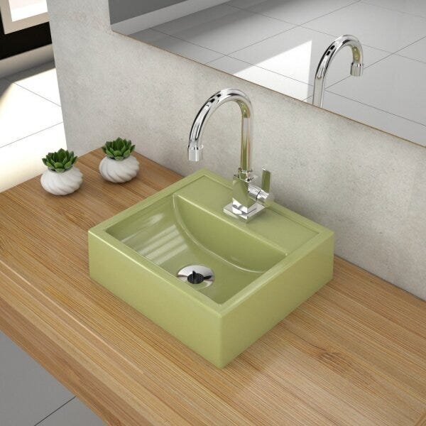 Kit Cuba Q32 Com Torneira Luxo 1195 Metal 1/4 Volta Verde Acq