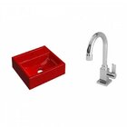 Kit Cuba Q32 Com Torneira Luxo 1195 Metal 1/4 Volta Vermelho