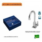 Kit Cuba Q355 Torneira Luxo 1195 Metal 1/4 Volta Compace Azul