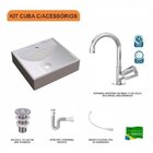 Kit Cuba Q39 Torneira C50 E Válvula 1 Polegada Abs Sifão Pvc