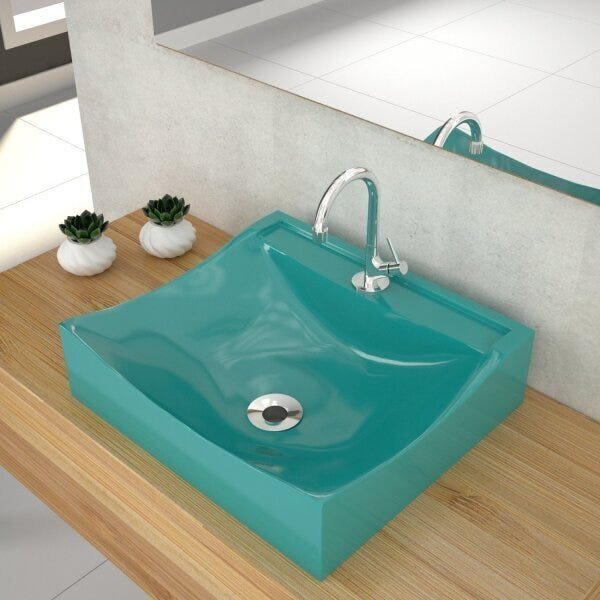 Kit Cuba Q440 Com Torneira 1198 Metal 1/4 Volta Compace Azul