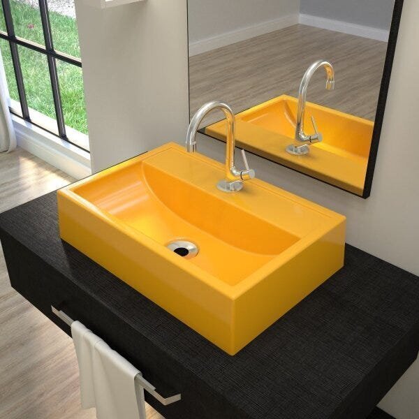 Kit Cuba Q45 Com Torneira 1198 Metal 1/4 Volta Compace Amarelo