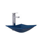 Kit Cuba Quadrada Azul + Torneira Absolute Cromada + Válvula