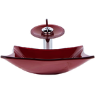 Kit Cuba Quadrada Vinho + Torneira Cascata + Válvula