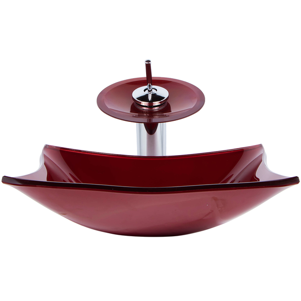 Kit Cuba Quadrada Vinho + Torneira Cascata + Válvula